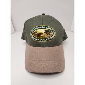 Disney World Hat Cap Strap Back Green Animal Kingdom Kilimanjaro Safari Rhino